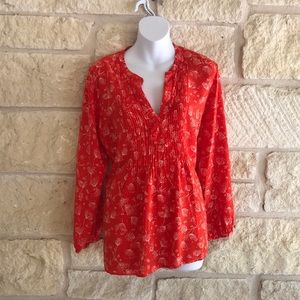 Pleated Floral Blouse